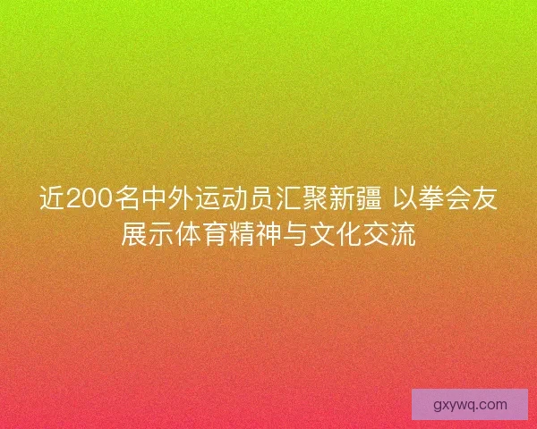 近200名中外运动员汇聚新疆 以拳会友展示体育精神与文化交流