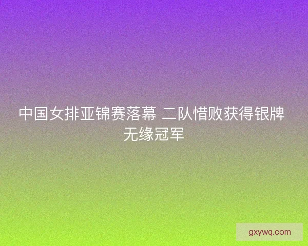 中国女排亚锦赛落幕 二队惜败获得银牌 无缘冠军